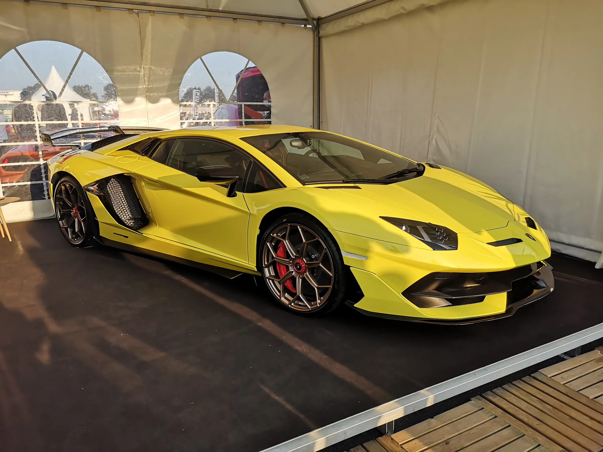 Yellow Lamborghini Aventador SVJ
